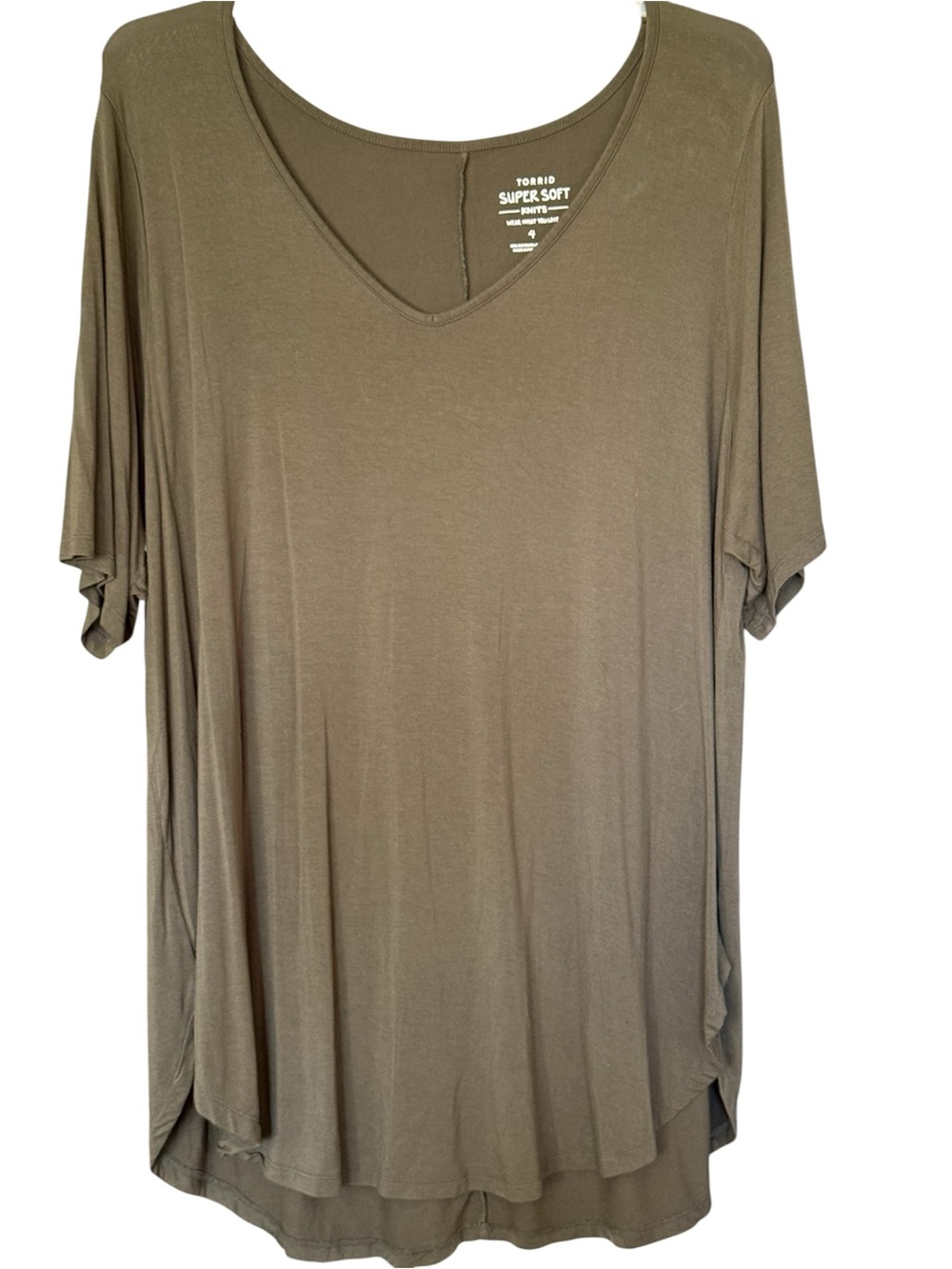 Torrid Super Soft Olive Green V-Neck Tunic Size 4XL Great Condition Super Soft